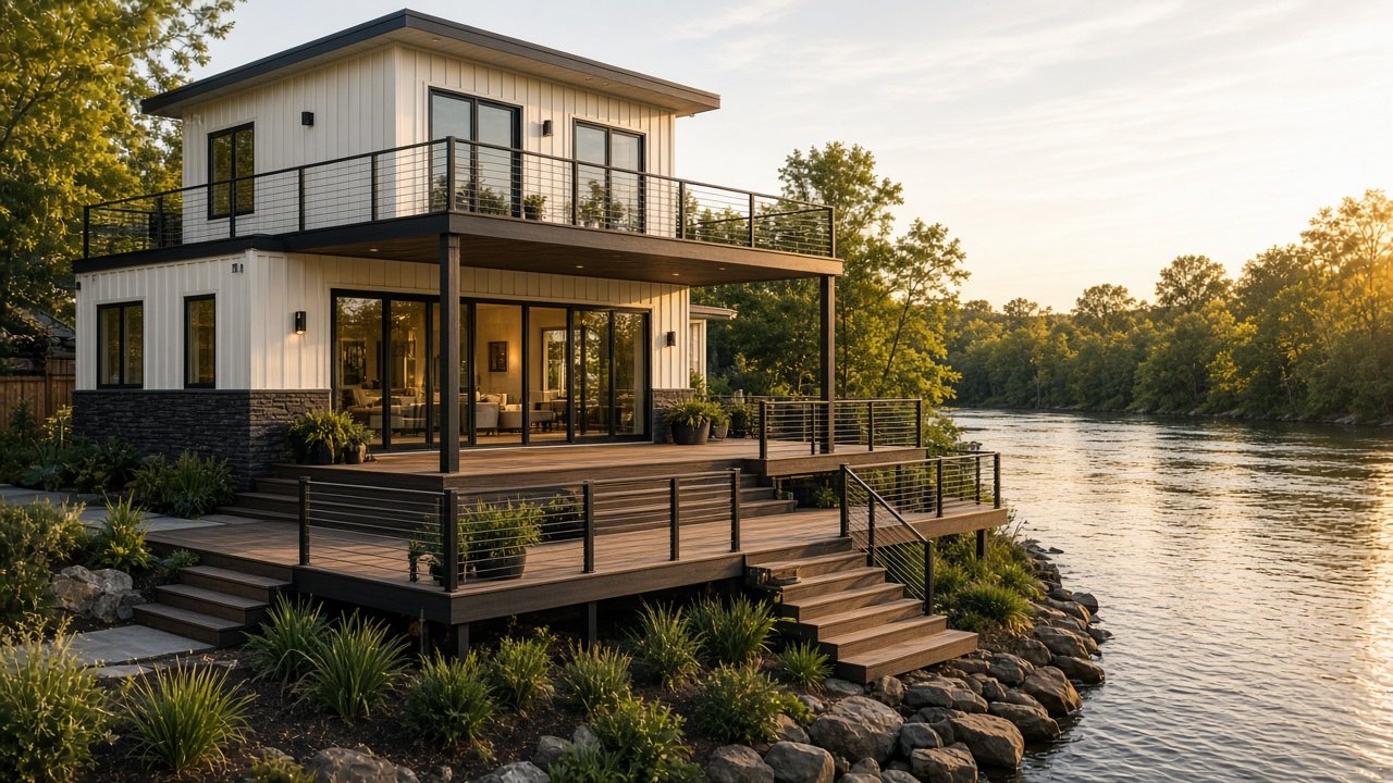 Concept river-facing decks
