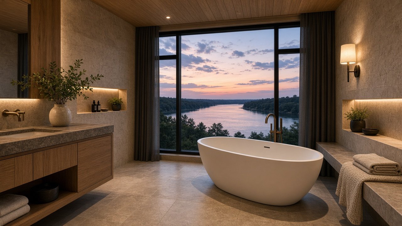Concept bath with river window