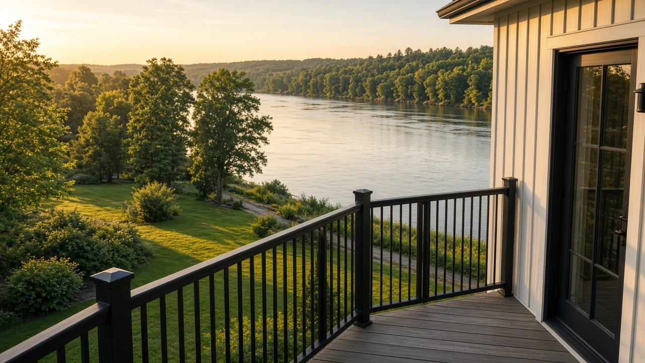 Concept upper balcony river view